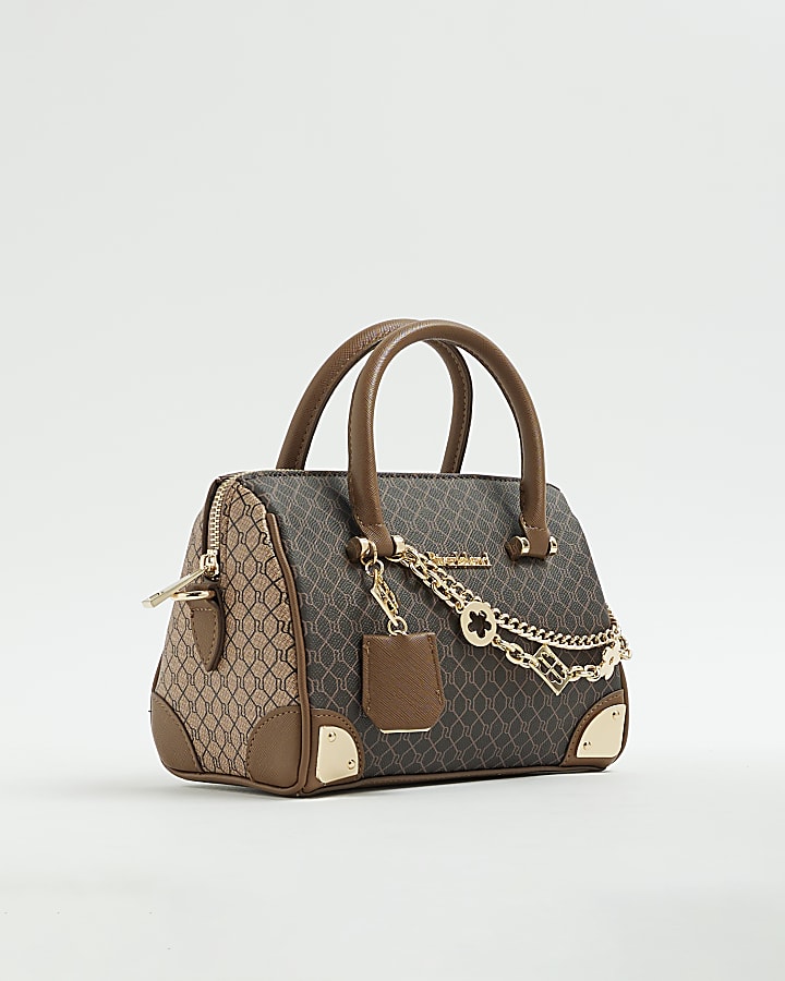 Brown Monogram chain detail Bowler bag