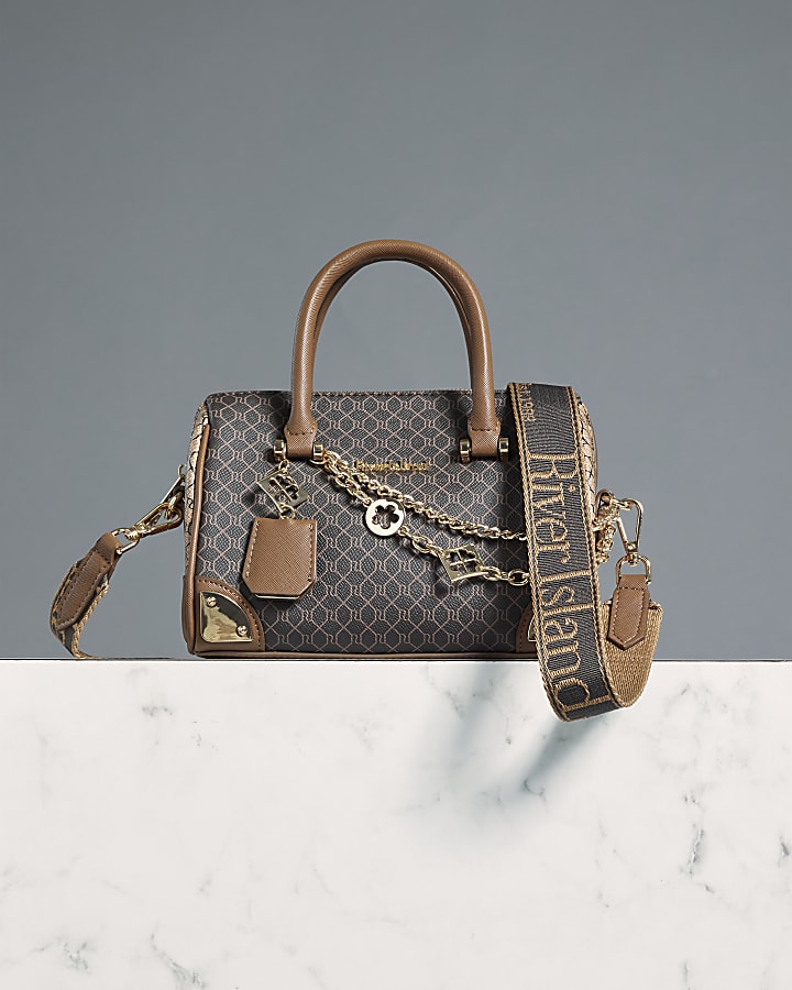 Brown Monogram chain detail Bowler bag