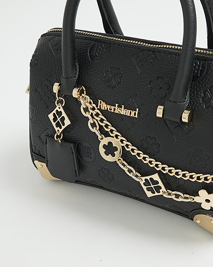 Black Monogram chain detail Bowler bag