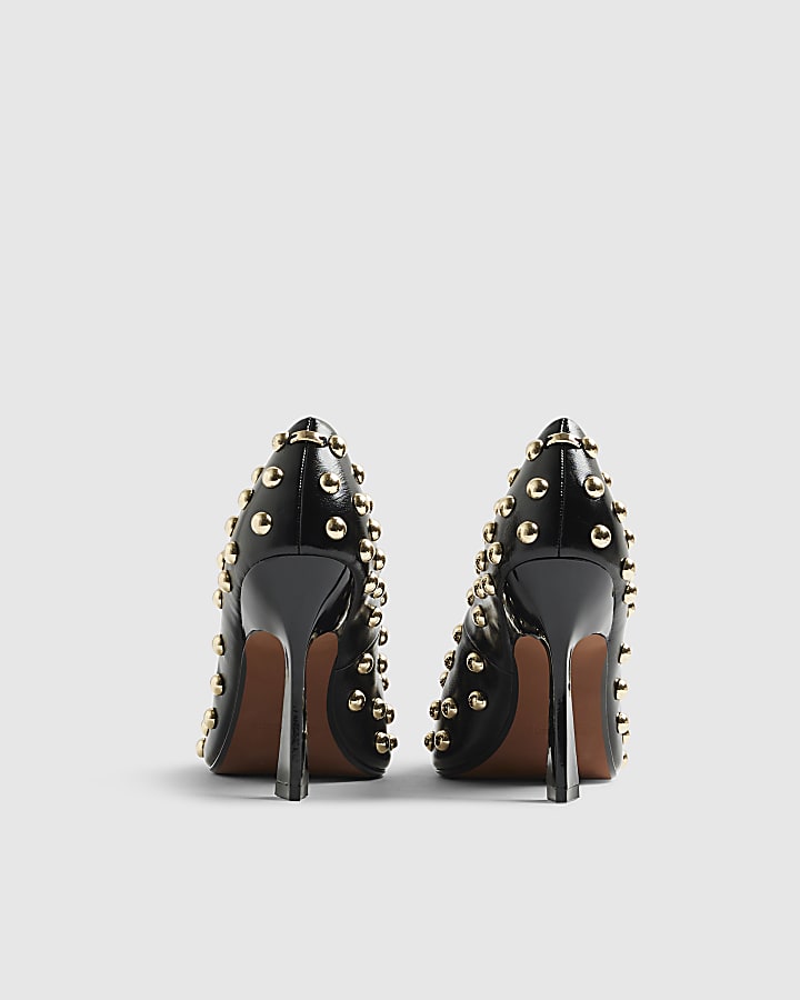Black Studded Court Heels