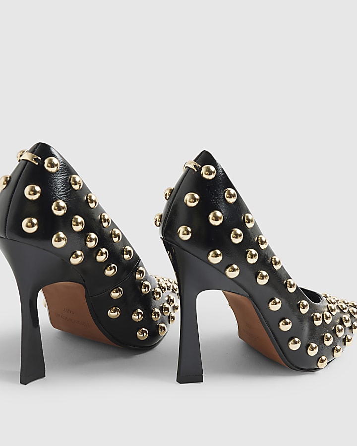 Black Studded Court Heels