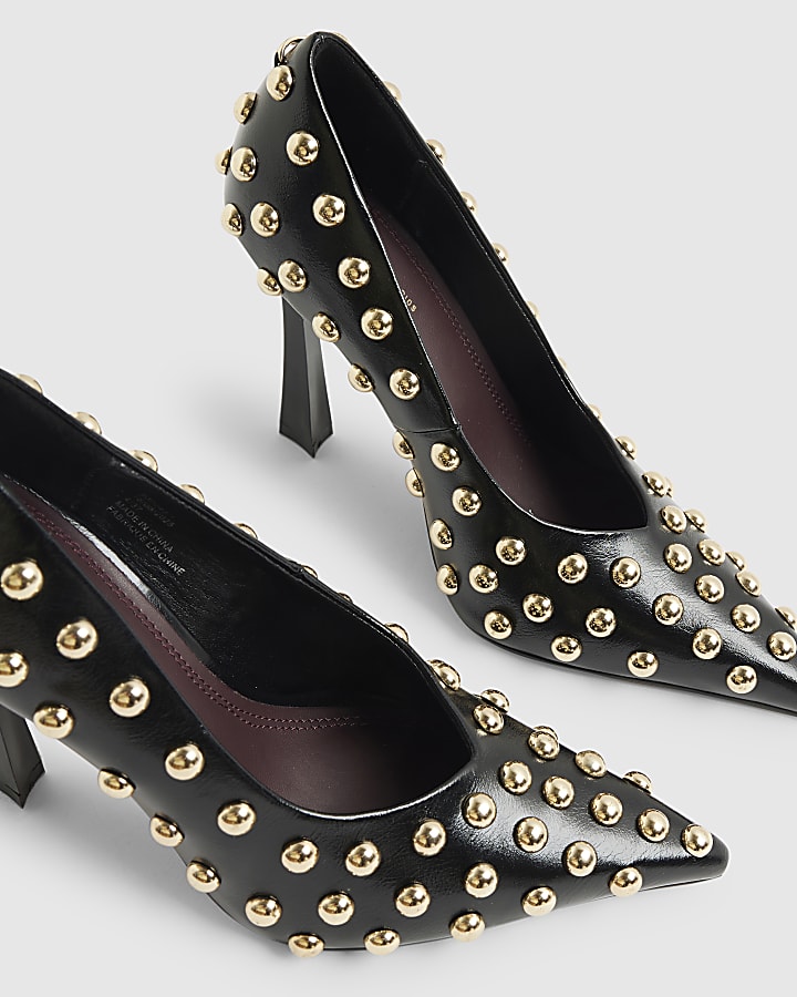 Black Studded Court Heels