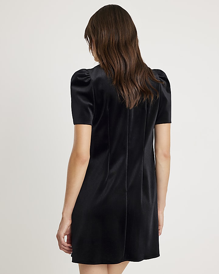 Black Velvet Embellished Mini Dress