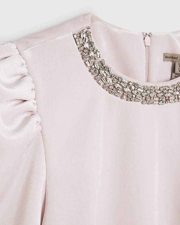 Pink Velvet Embellished Dress