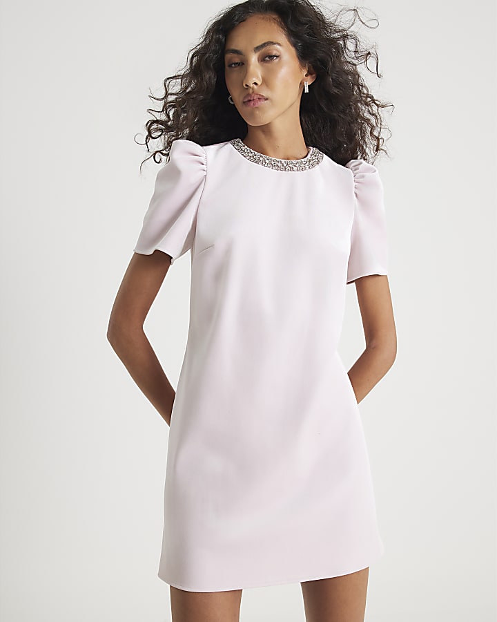 Pink Velvet Embellished Dress