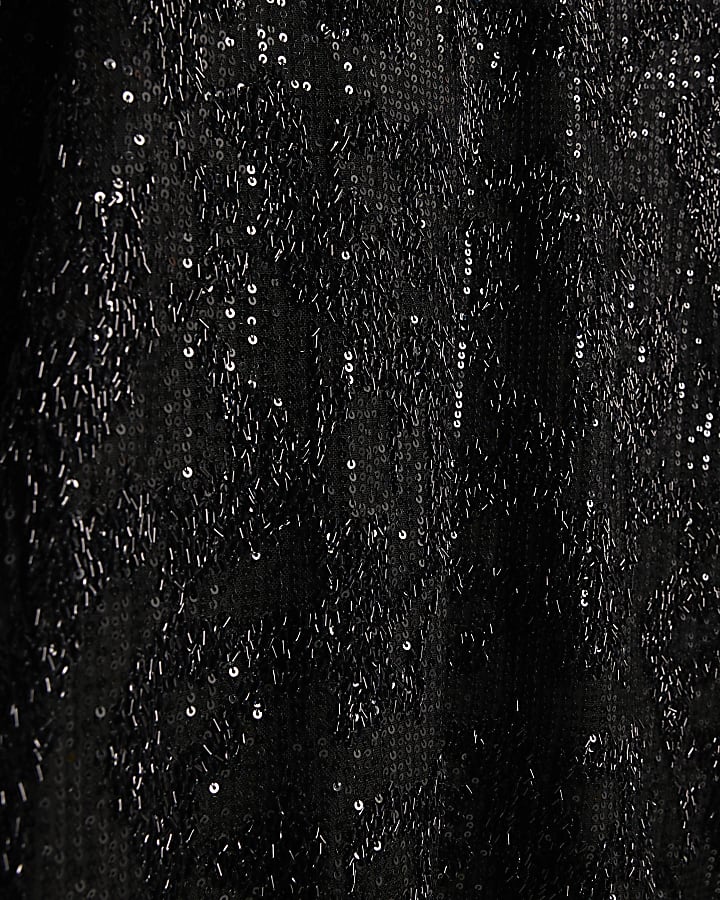 Black Long Sleeve Sequin Mini Dress