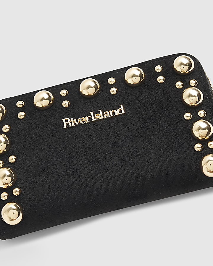 Black Studded Zip Around Purse