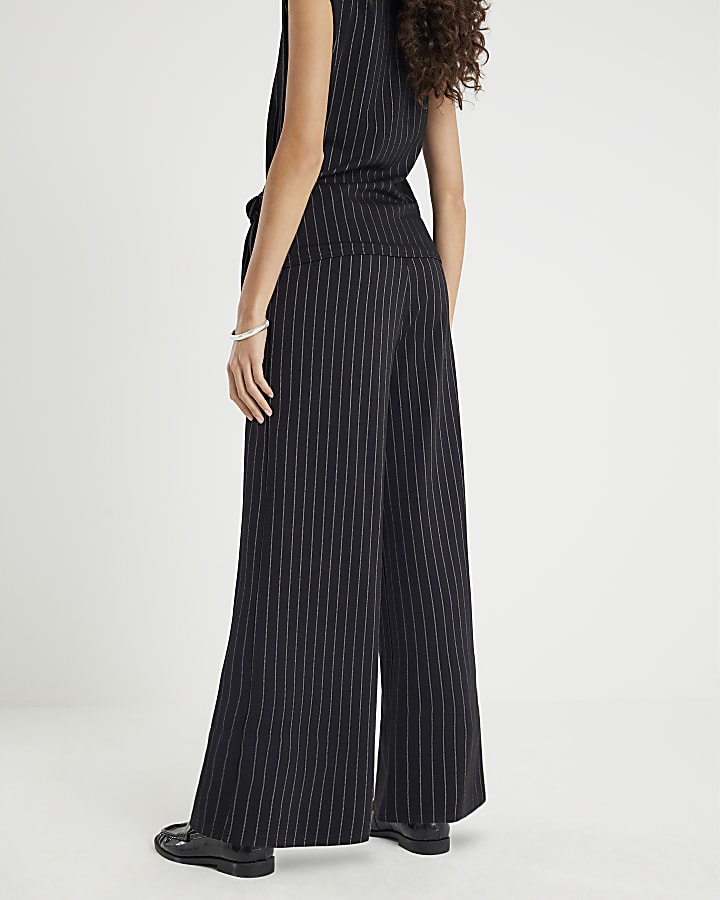 Black Pinstripe Wide Leg Trousers