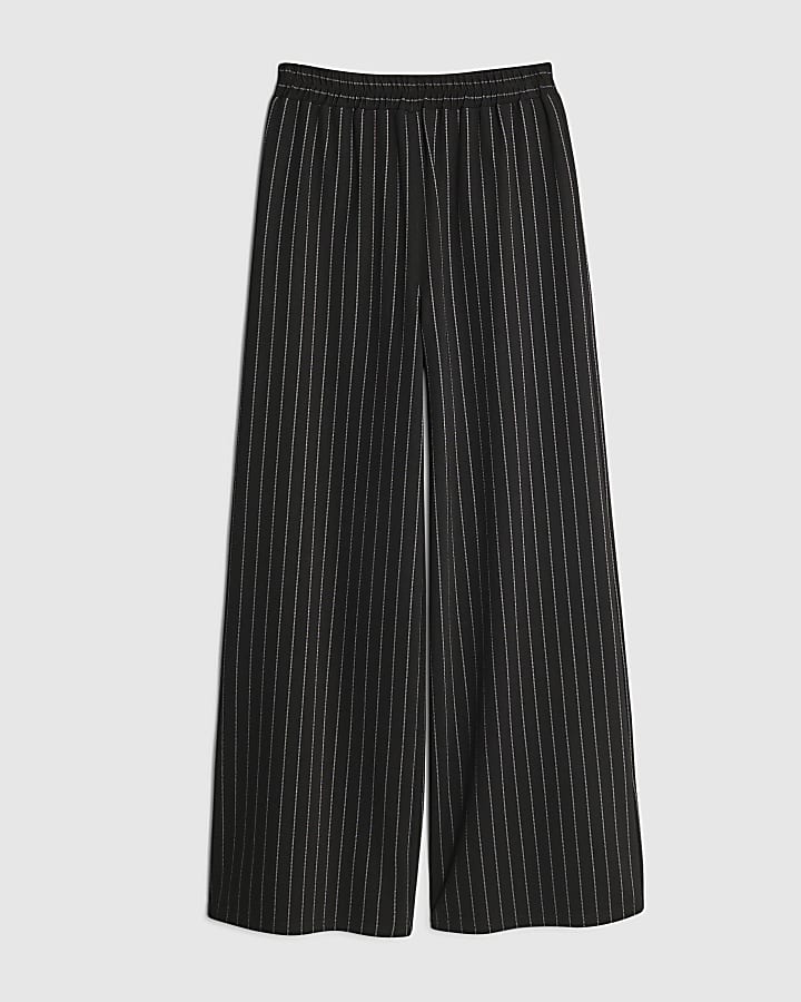 Black Pinstripe Wide Leg Trousers