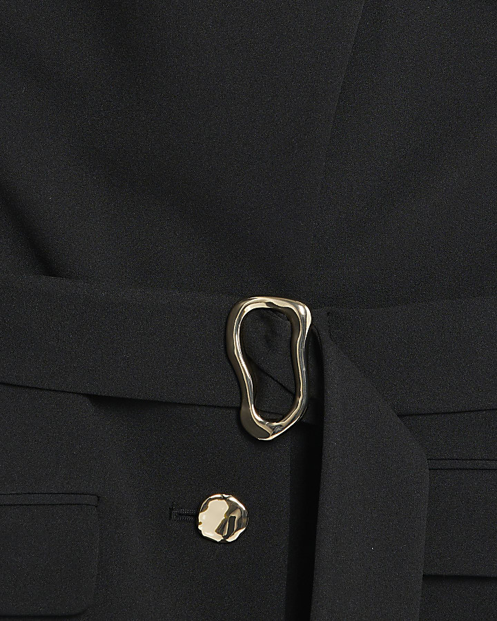 Black Sleeveless Belted Waistcoat