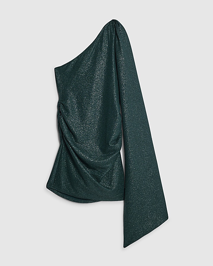Petite Green Sleeveless Asymmetric Mini Dress