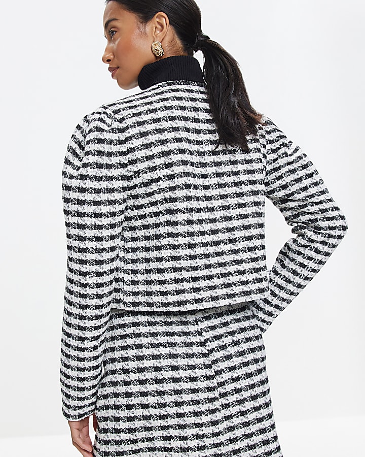 Petite Black Check Boucle Jacket
