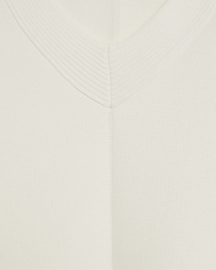 Cream Structured Sleeve Knitted Jumper