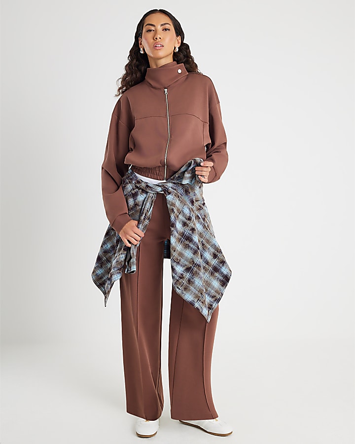 Brown Harrington Zip Jacket