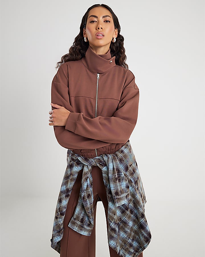 Brown Harrington Zip Jacket