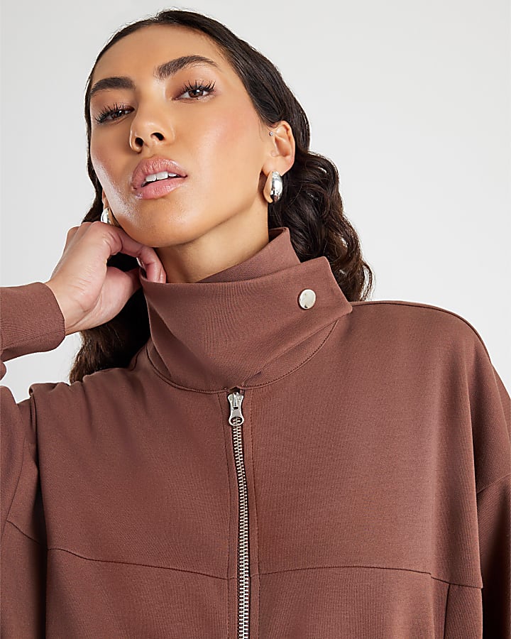 Brown Harrington Zip Jacket