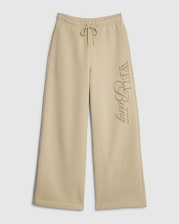 Beige NYC Wide Leg Joggers