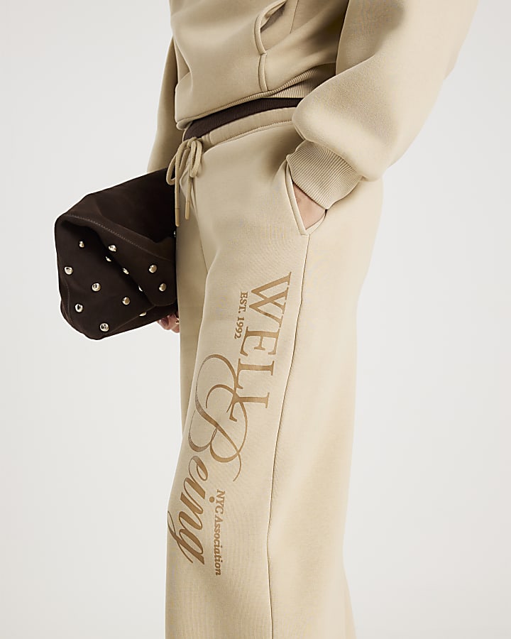 Beige NYC Wide Leg Joggers