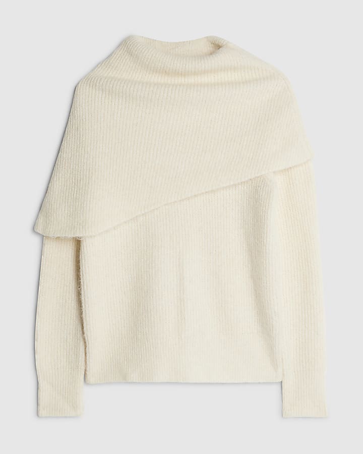 Cream Knitted Cape Detail Jumper