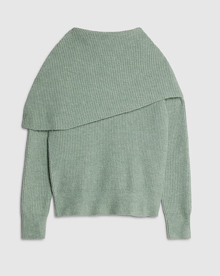 Green Knitted Cape Detail Jumper