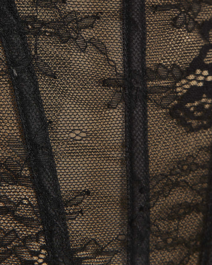 Black Sleeveless Lace Corset Top