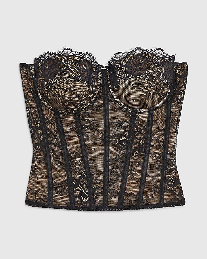 Black Sleeveless Lace Corset Top