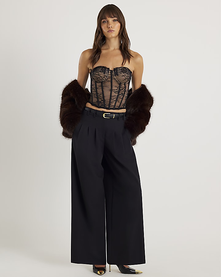 Black Sleeveless Lace Corset Top