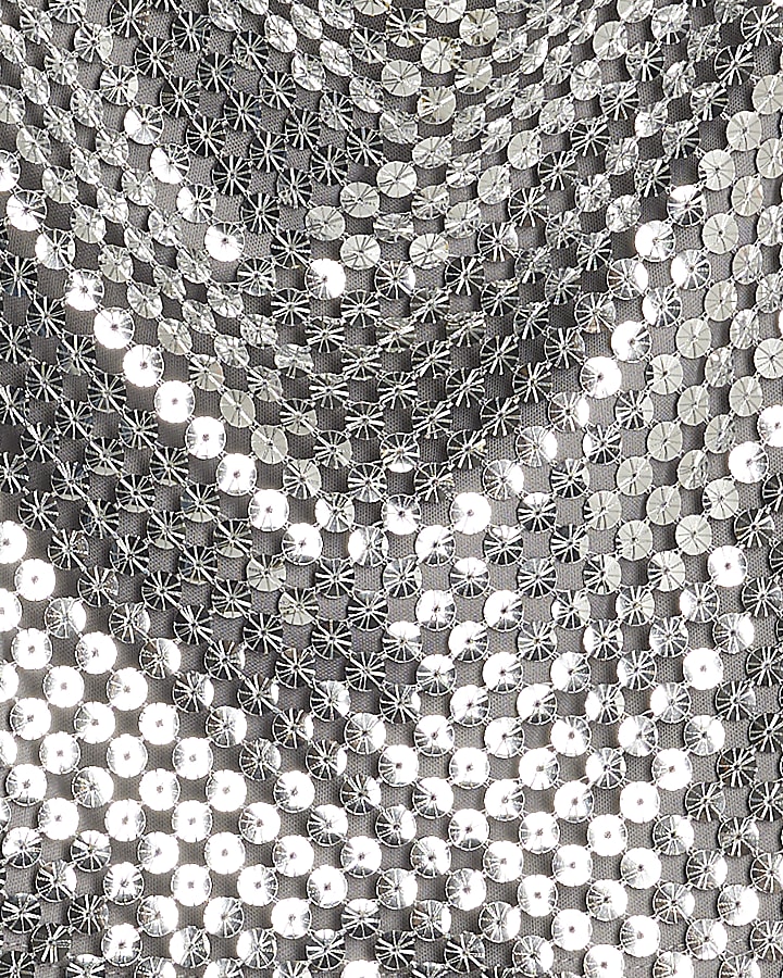 Silver Sleeveless Sequin Cowl Neck Cami Top
