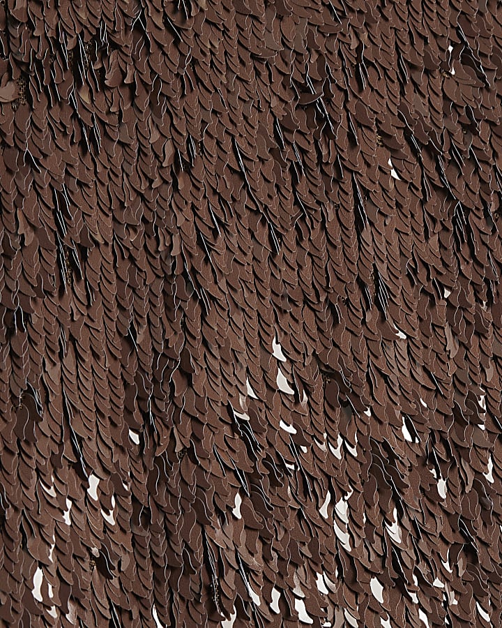 Brown Sequin Midi Skirt