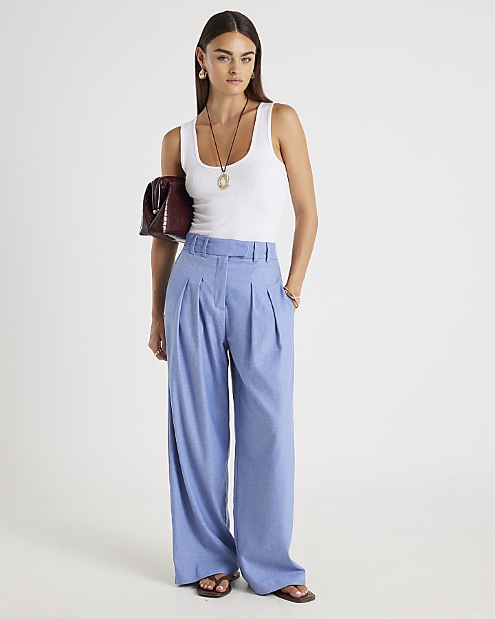 Blue Wide Leg Trousers