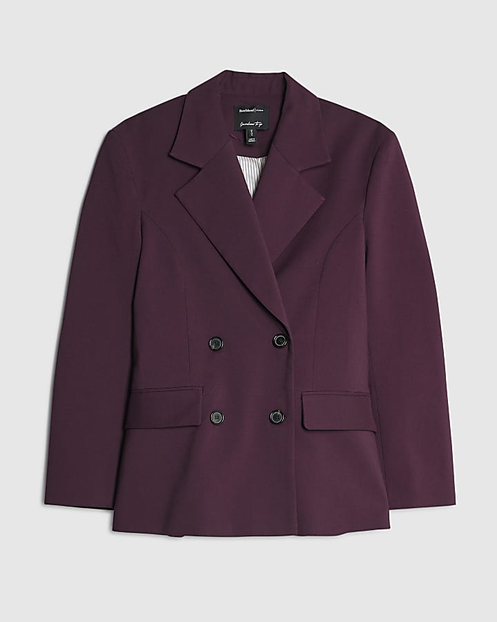 Red Cinched waist Double Breasted Blazer