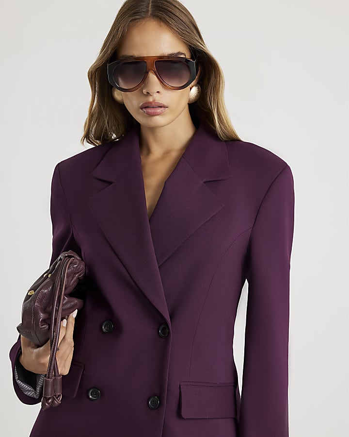 Red Cinched waist Double Breasted Blazer