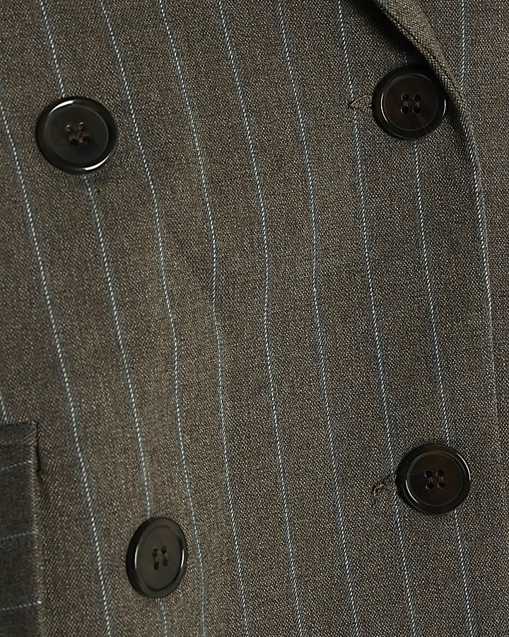 Brown Pinstripe Cinched Blazer