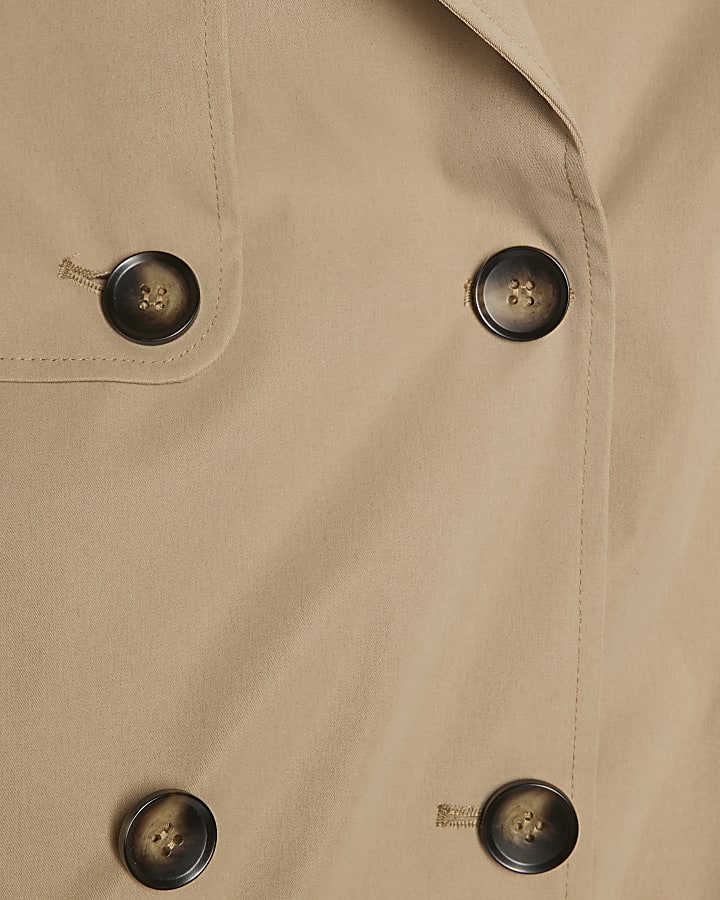 Beige Short Bubble Hem Trench Jacket