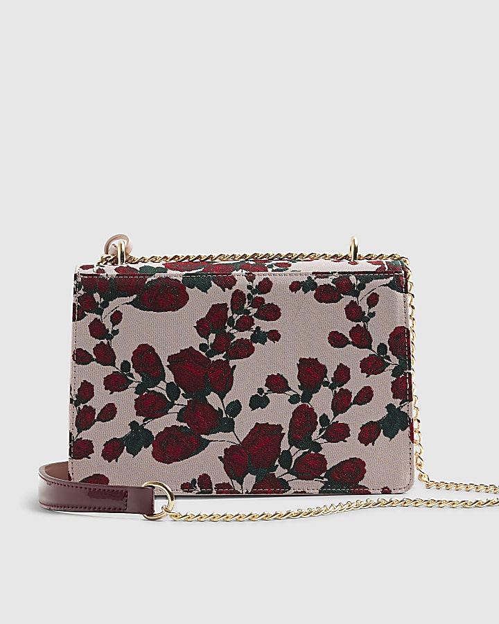Pink Floral RR Panelled Shoulder Bag