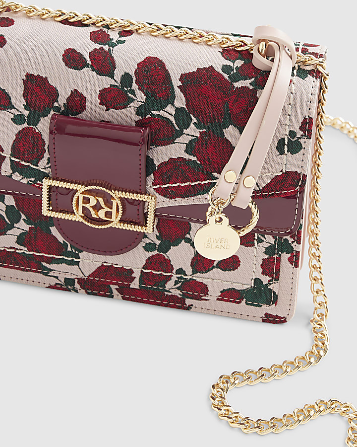Pink Floral RR Panelled Shoulder Bag
