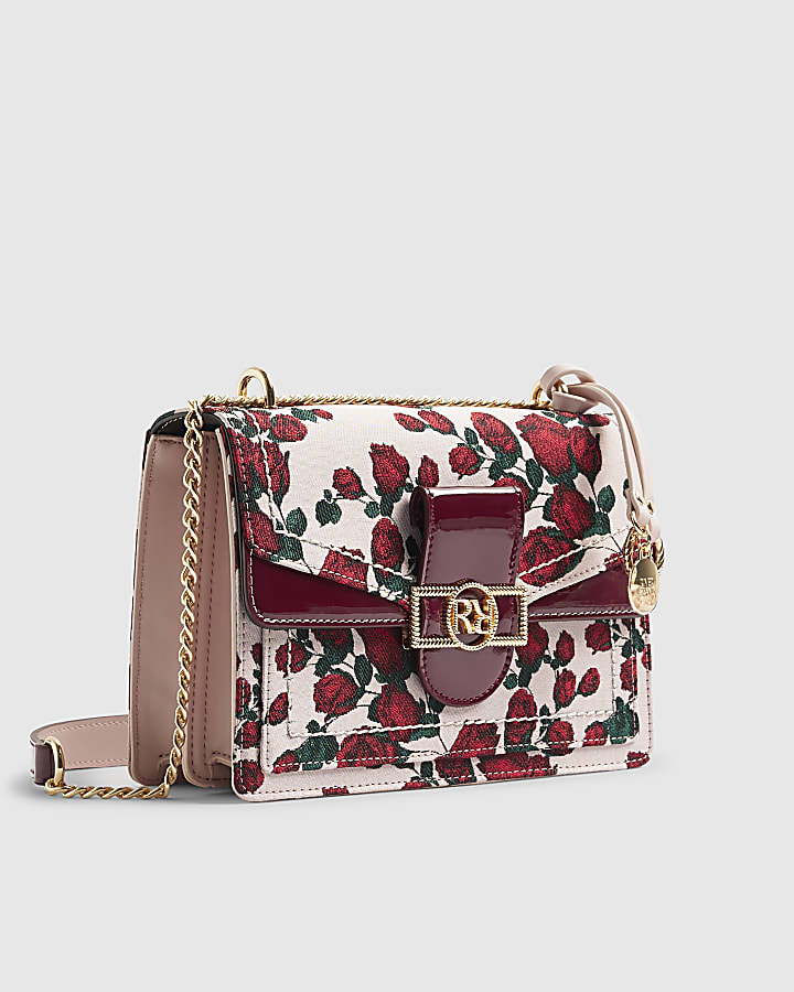 Pink Floral RR Panelled Shoulder Bag