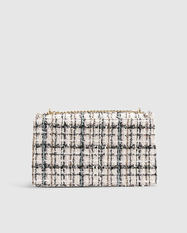 Pink Boucle Panelled Shoulder Bag
