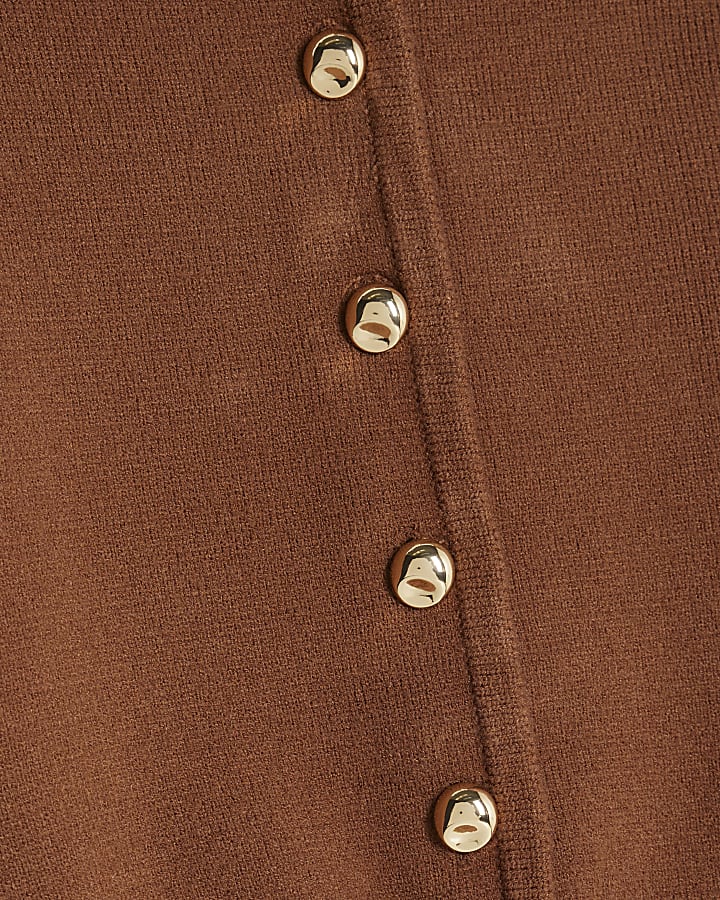 Brown Structured Sleeve Cardigan