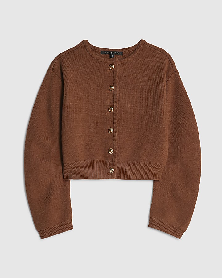 Brown Structured Sleeve Cardigan