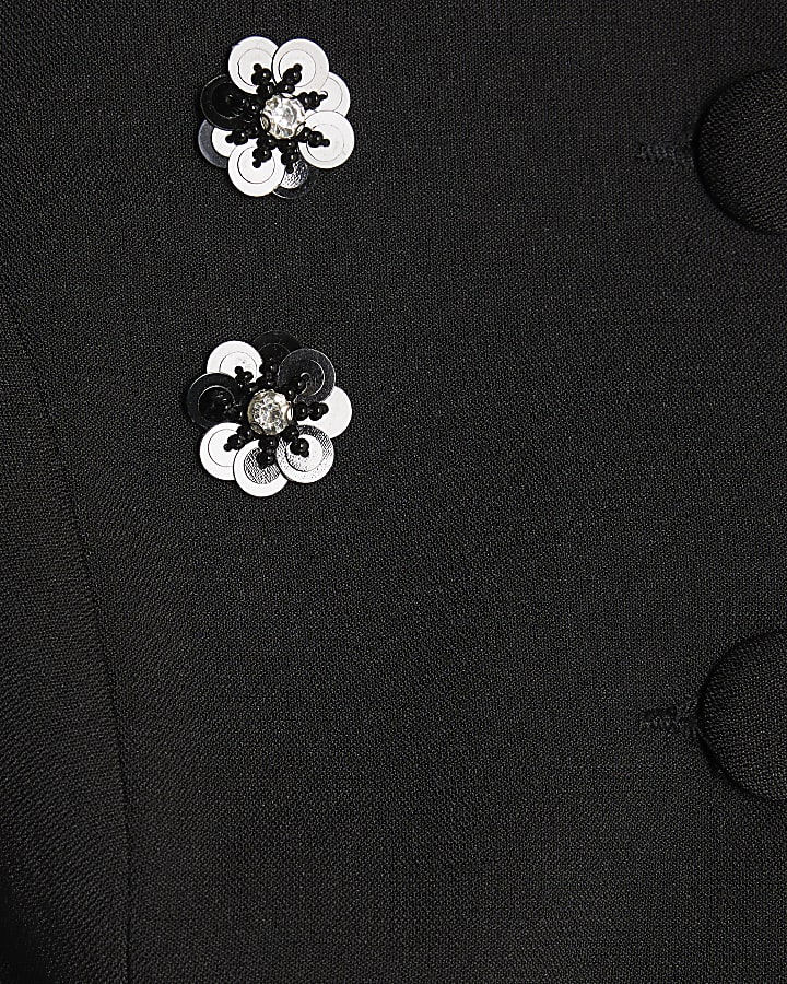 Black Embellished Collared Waistcoat