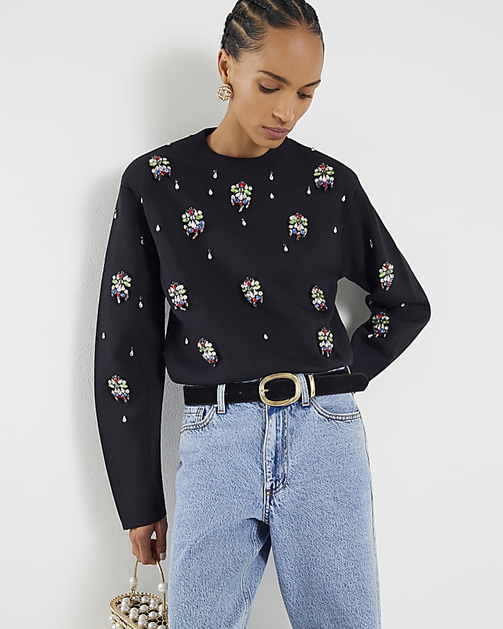 Black Embellished Jumper