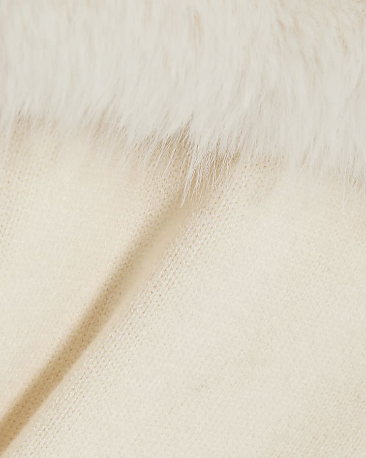 Cream Faux Fur Overlay Jumper