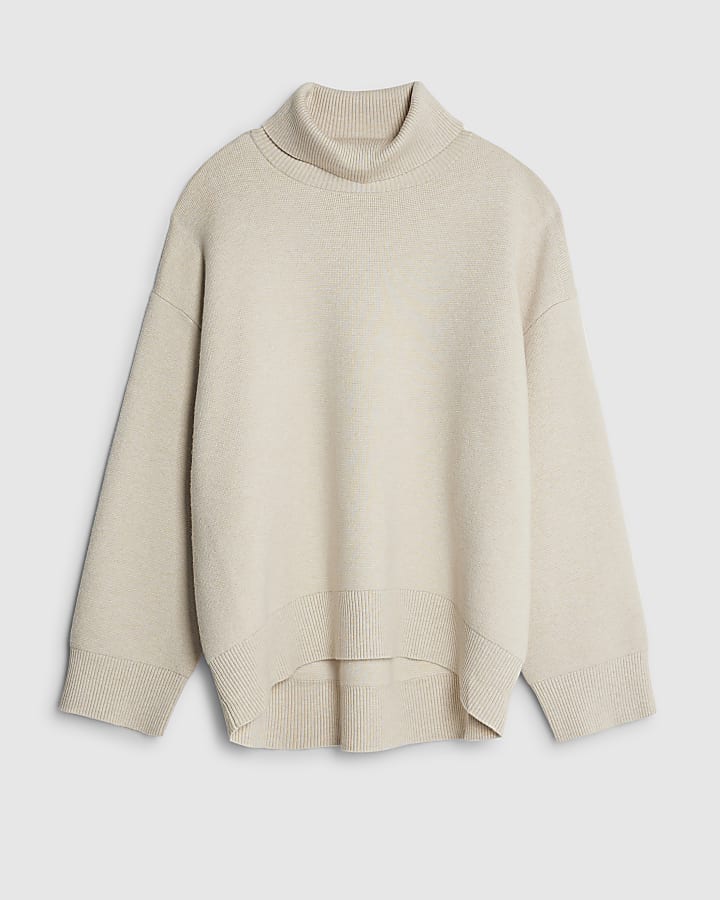 Cream Knit Roll Neck Jumper