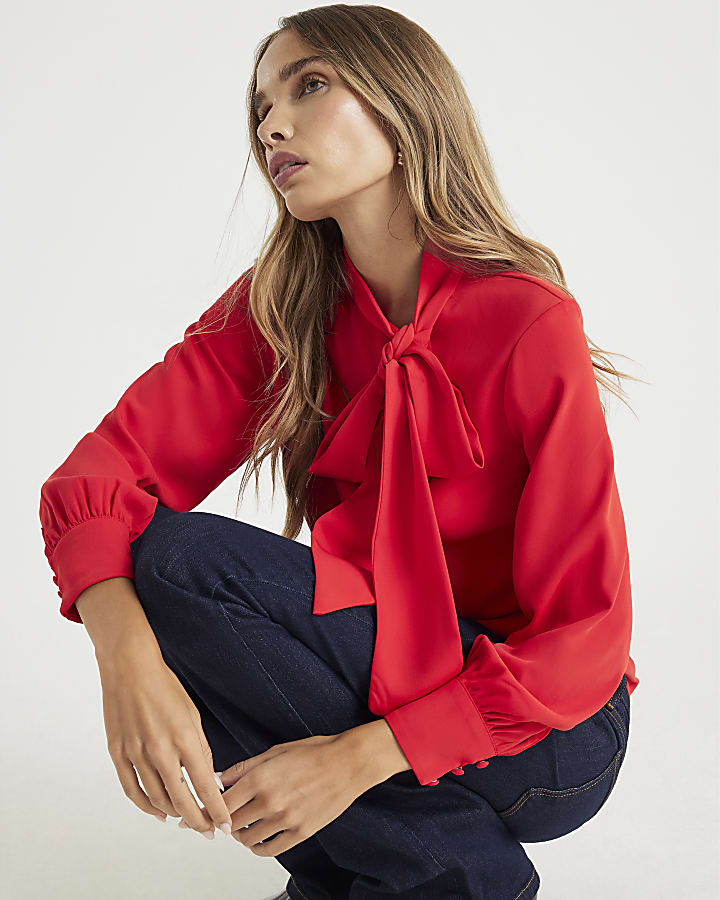 Red Pussybow Blouse