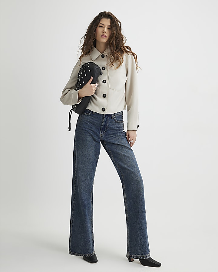 Stone Faux Suede Overshirt