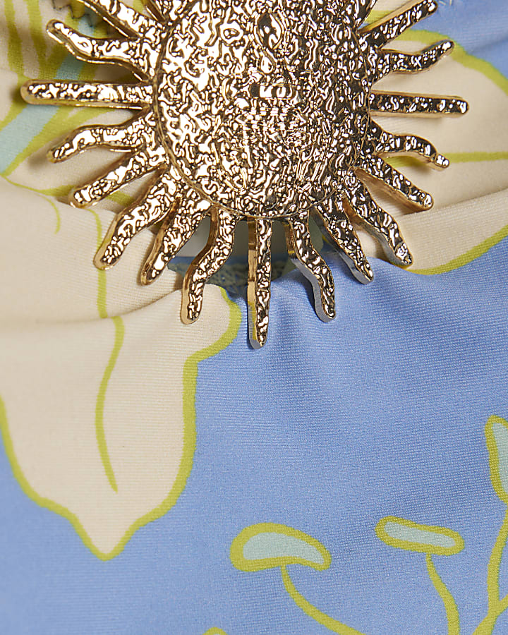 Brown Floral Print Swimsuit