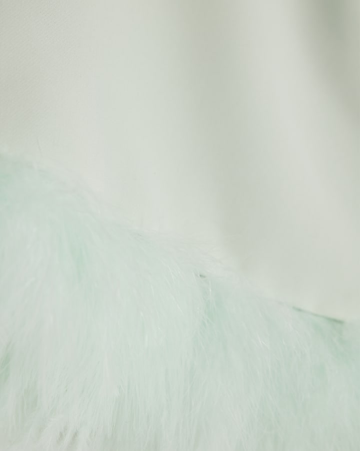 Green Feather Trim Crop Top