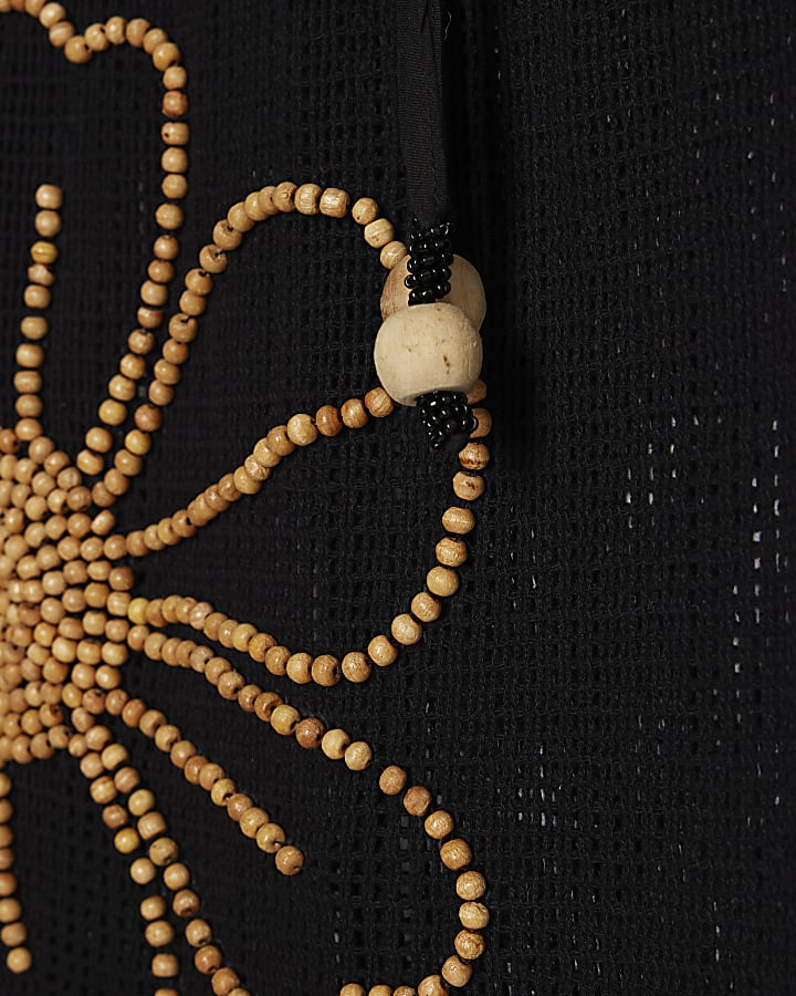 Black Flower Beach Maxi Skirt