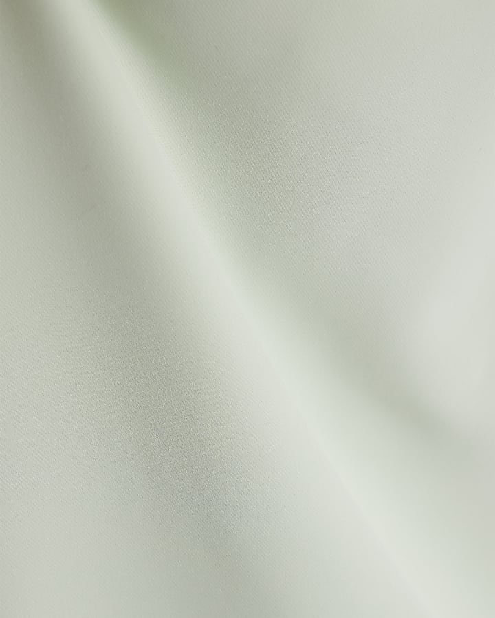 Green Feather Trim Midi Skirt